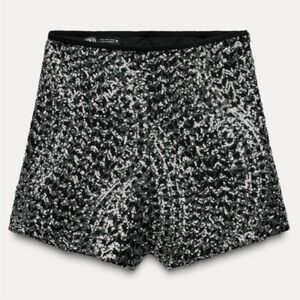 Zara High Waist Sequin Shorts